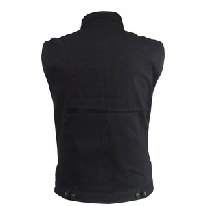Jeans sans manches pour hommes Gilet en denim noir Séchage rapide Respirant Fermeture à boutons Quatre poches Gilet en jean de style hiver - Product Image 2