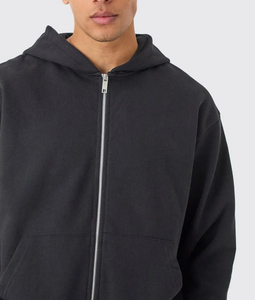 Venta caliente Nueva llegada de los hombres de calidad superior con cremallera Sudadera con capucha transpirable de secado rápido de talla grande de lana ropa informal bordada con capucha - Product Image 3