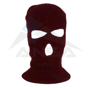 Vente en gros cagoules hiver en acrylique tricotées avec broderie logo personnalisé cagoules 3 trous pour hommes - Product Image 3