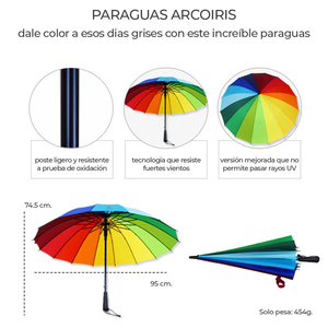 <b>Large</b> 16\" Solid Rainbow Heavy Duty Beach <b>Umbrella</b> Premium Quality <b>Umbrella</b> for Outdoor Use - Product Image 3