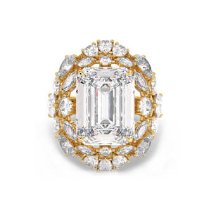 REYES Haute Qualité 14K Or Massif Mariage Fine Jewelry Emerald Cut 18.91Ct Moissanite Bague de Fiançailles Solitaire Pour Femmes - Product Image 2