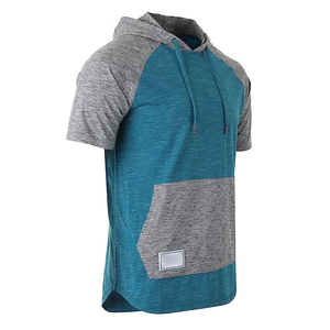 Summer Short Sleeves Hoodies Lightweight Breathable Short Sleeve Color Dyed Hood Shirts Casual Short Sleeves men's hoodies - Product Image 2