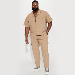 Venta al por mayor 2024 llegada de los hombres transpirables de color beige de material de nailon de corte recto pantalones cargo lisos con cintura elástica para la venta - Product Image 4