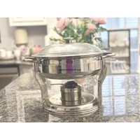 Nouveau 2025 Design moderne en acier inoxydable chauffe-plats pour buffet chauffe-plats fournitures d'hôtel servant une casserole avec poignée en laiton