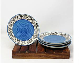 Blue Ceramic <b>Handmade</b> Serving Bowl Plates With Customization Glossy Finished <b>Handmade</b> Kitchenware & Dinnerware - Product Image 2