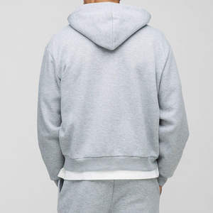 เสื้อฮู้ดดี้ผู้ชายแบบซิป ผ้าฟลีซโพลีเอสเตอร์/คอตตอน หนานุ่ม ใส่สบาย ระบายอากาศได้ดี สไตล์ลำลอง ไซส์ใหญ่ ผลิตตามสั่ง ขายส่ง สำหรับฤดูหนาว - Product Image 3