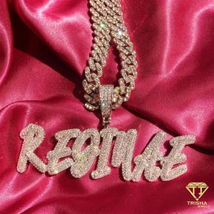 Colgante de nombre de fuente personalizado en plata de ley 925 con VVS Moissanite Iced Out Hip Hop Bling Jewelry - Product Image 4