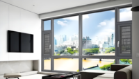 Ventanas Abatibles de Aluminio para Tiendas, Ventanas Comerciales de Exhibición, Ventanas Abatibles de Vidrio Grande para Comercios Minoristas