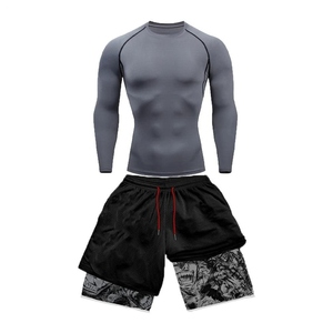 Polyester Spandex Blank Tights <b>Men</b> Gym Training Wear Sets Sublimation Tracksuit <b>Compression</b> Pants And T <b>Shirt</b> - Product Image 6