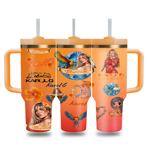 Nouvel arrivage – Faible MOQ – Logo personnalisé – <span class=keywords><strong>Carafe</strong></span> isotherme sous vide 40oz Karol G Designer pour boissons chaudes et froides avec boîte cadeau - Product Image 3