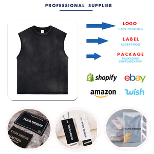 OEM Logo personnalisé 100% coton T-shirts sans manches Vintage Gym Acid Wash Débardeurs pour hommes - Product Image 4