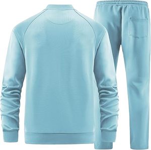 Chándal deportivo informal de 2 piezas de algodón 100% para hombre, cremallera completa, cuello con capucha, transpirable, manga larga, entrenamiento, Jogging, trajes para - Product Image 2