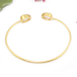 Vintage <b>White</b> Rainbow Moonstone 24k Gold Plated Brass Cuff Bangle <b>Bracelets</b> Wholesale Jewelry for Girls and Women for Parties - Product Image 3