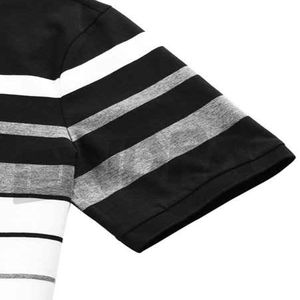 Polo de travail pour hommes coupe surdimensionnée demi-bouton revers col manches courtes patchwork design tissu doux décontracté élégant tenue de bureau - Product Image 4