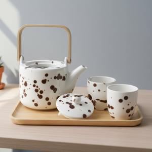 Ensemble de théière en porcelaine durable de qualité supérieure 3460999SETB-0.75, design nordique, Tasses et passoire en maille, théière de 750 ml et tasse à thé de 150 ml - Product Image 2