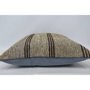 Beige 28x28 Inch Wool Kantha Patchwork Pillow Woven with <b>Fluffy</b> Vintage Square Pattern Rustic Luxury Style for <b>Bedding</b> - Product Image 5