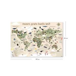 Alfombrilla de Escritorio con Mapa del Mundo para Niños, Versión Beige, 60x40 cm, para el Aprendizaje y la Creatividad - Product Image 6