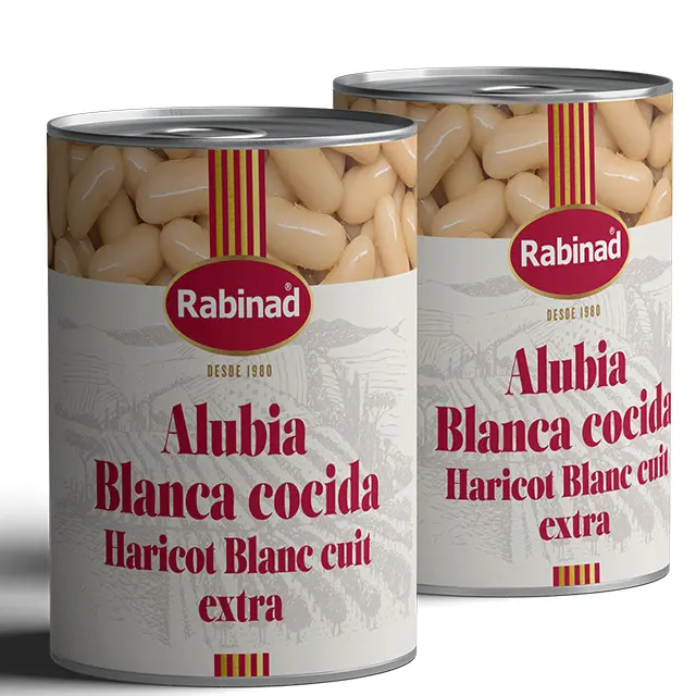 Haricots blancs en conserve de qualité extra espagnole à base de plantes Haricots blancs cuits en conserve sains pour supermarché et Horeca 1kg