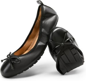 Womens Solid Flats Foldable Toe Bowknot Comfort Light Weight Slip-On Elegant Autumn Summer Dress <b>Shoes</b> Black Size - Product Image 1