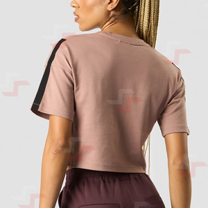 Women's Summer <b>Retro</b> Vintage Cotton Tees Front Logo Short Sleeve Top Breathable Eco-Friendly OEM Customizable - Product Image 2