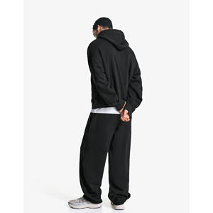 Sweats à capuche personnalisés de haute qualité pour hommes couleur noire biologique fermeture éclair avec capuche 450 GSM Terry 100% sweat à capuche en coton pour hommes 2025 - Product Image 2