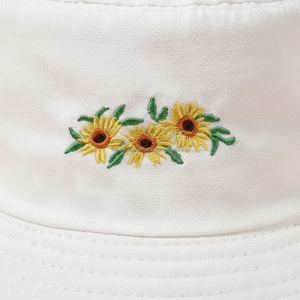 Premium Quality Foldable Cotton <b>Bucket</b> Hat with <b>Small</b> Flower Embroidery Soft Breathable Travel Sun Hat Outdoor Floral Fisherman - Product Image 5