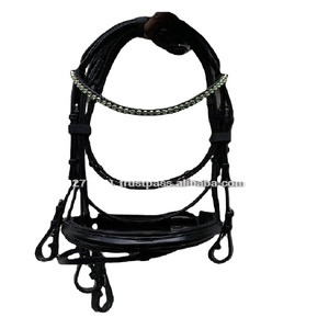 Bride de cheval en cuir durable avec bandeau en cristal Bling pour le saut à cheval - Product Image 1