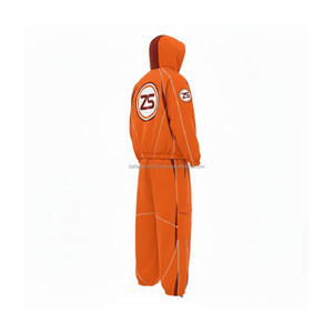 Premium 220GSM Nylon Windbreaker Set Naranja con paneles granate Logotipo personalizado Bordado e impresión Opciones más tamaño - Product Image 5