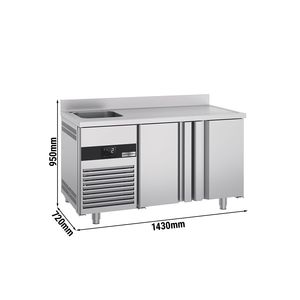 Refrigerador comercial de mostrador PREMIUM - 1430x700mm - con 2 puertas - con fregadero a la izquierda - con soporte - capacidad 270 litros - Product Image 2