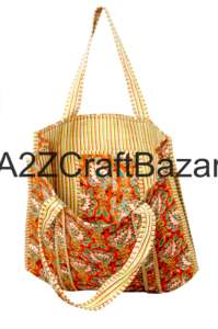 Sac fourre-tout en coton 100% pur fait à la main en Inde, imprimé en bloc, sac à bandoulière pour les voyages et les courses, sac pour femmes, usage quotidien et professionnel - Product Image 3