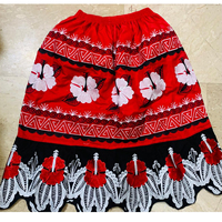 Falda Lápiz Tradicional de Micronesia, Chuuk, Pohnpei, Bordada, Informal, de Tela de Algodón, Antibacteriana, Hasta el Tobillo, para Mujer