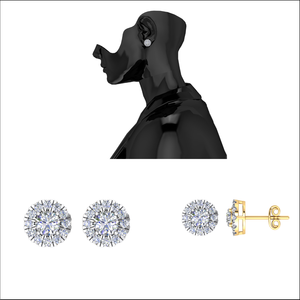 ต่างหูเม็ดเดี่ยวสีขาวสีทองคลาสสิกสำหรับสุภาพสตรีต่างหูเม็ดกลมแบบติดในห้องปฏิบัติการของอินเดีย - Product Image 2