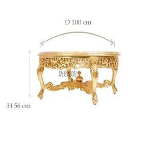 Mesa de Centro Redonda de Lujo con Tapa de Mármol Blanco, Patas Talladas en Oro Elegantes y Diseño Europeo Clásico y Atemporal - Product Image 3