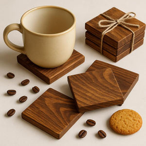 Posavasos de té de madera de forma cuadrada para servir bebidas de té, jugos, aperitivos, decoración de mesa, hogar, oficina, restaurantes, Hotel, posavasos para servir - Product Image 1