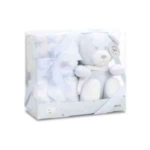 Mod. Ensemble de couverture tricotée et de jouet en peluche OSO, design bleu uni - Product Image 1