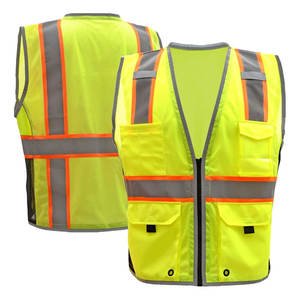 Gilet de sécurité personnalisé multi-poches haute visibilité veste à glissière vêtements de travail avec bande réfléchissante vêtements d'extérieur décontractés - Product Image 2