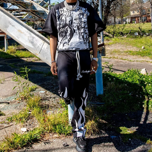 Streetwear Sweat Suit for Men with Cozy Wash <b>Short</b> <b>Sleeve</b> Tracksuits Customize Skull Printed <b>Hoodie</b> and <b>Short</b> Set - Product Image 2