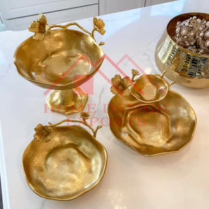 Chip decorativo y inmersión dorado decorativo para servir frutas cuenco superventas oro Pedestal flor cuenco con soportes/ - Product Image 5