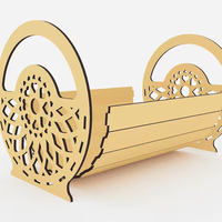 Panier cadeau en contreplaqué découpé au laser Delarchi G046 (forme de chiffre) 20 cm pour la décoration et le rangement de fêtes