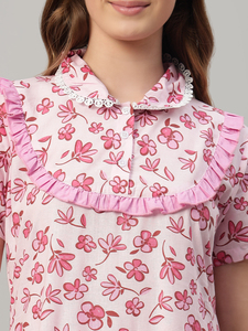 Camicia <span class=keywords><strong>da</strong></span> <span class=keywords><strong>Notte</strong></span> <span class=keywords><strong>da</strong></span> Donna 100% <span class=keywords><strong>Cotone</strong></span> con Pizzo, <span class=keywords><strong>Mezza</strong></span> <span class=keywords><strong>Manica</strong></span>, Lunghezza Intera, Tessuto Traspirante, Collo Tondo, Elegante per Autunno, Primavera, Estate - Product Image 5