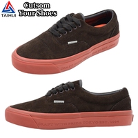 Nouvelles Baskets Toile Homme Personnalisées avec Logo d'Usine, Chaussures Plates Décontractées à Lacets en Toile et Cuir Véritable pour Homme, sur Mesure