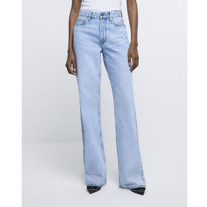 Pantalones vaqueros de pierna ancha de cintura alta para mujer, pantalones vaqueros rectos Retro de corte Regular, pantalones vaqueros sexis informales para mujer, pantalones rasgados - Product Image 2