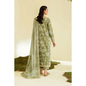 Ensemble 3 pièces IZNIK pour femme : chemise en lawn imprimée numérique et brodée, dupatta en soie imprimée et brodée, pantalon imprimé - BIC-1067 - Product Image 3