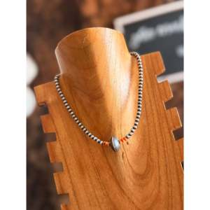 Collier tendance style Navajo avec perles de huître épineuse et chaîne en acier inoxydable graduée, en argent sterling, idéal pour les occasions de fiançailles - Product Image 3