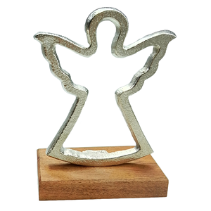 New Tabletop <b>Ornament</b> Christmas Angel Sculpture With <b>Wooden</b> Base Modern Aesthetic Room Decor <b>Ornaments</b> - Product Image 2