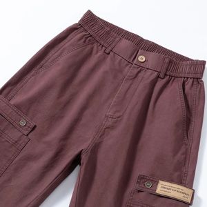 À la mode hommes mi-léger toile Cargo pantalon 100% coton cordon fermeture élastique survêtement pantalon poche décontracté mode - Product Image 1