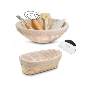 Juego de cestas para fermentar pan con raspador de masa y utensilios para hornear, para hacer pan artesanal, pizza de ratán - Product Image 3