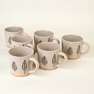 แก้วกาแฟเซรามิกทำมือลายโอ๊คเอล์ม ดีไซน์สแกนดิเนเวียน เป็นมิตรกับสิ่งแวดล้อม ใช้กับเครื่องล้างจานได้ ชุด 6 ใบ สำหรับใช้ส่วนตัวและร้านกาแฟ - Product Image 2