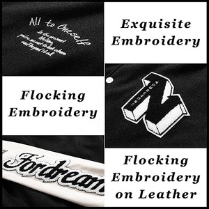 Premium personalizado invierno para hombre Varsity Letterman chaqueta de bombardero Vintage Streetwear béisbol ecológico transpirable cuero de oveja OEM - Product Image 5