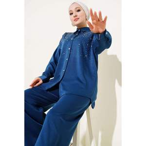 Tunique ornée de pierres d'épaules Ensemble 2 pièces Indigo TR Origin S/M - Product Image 3